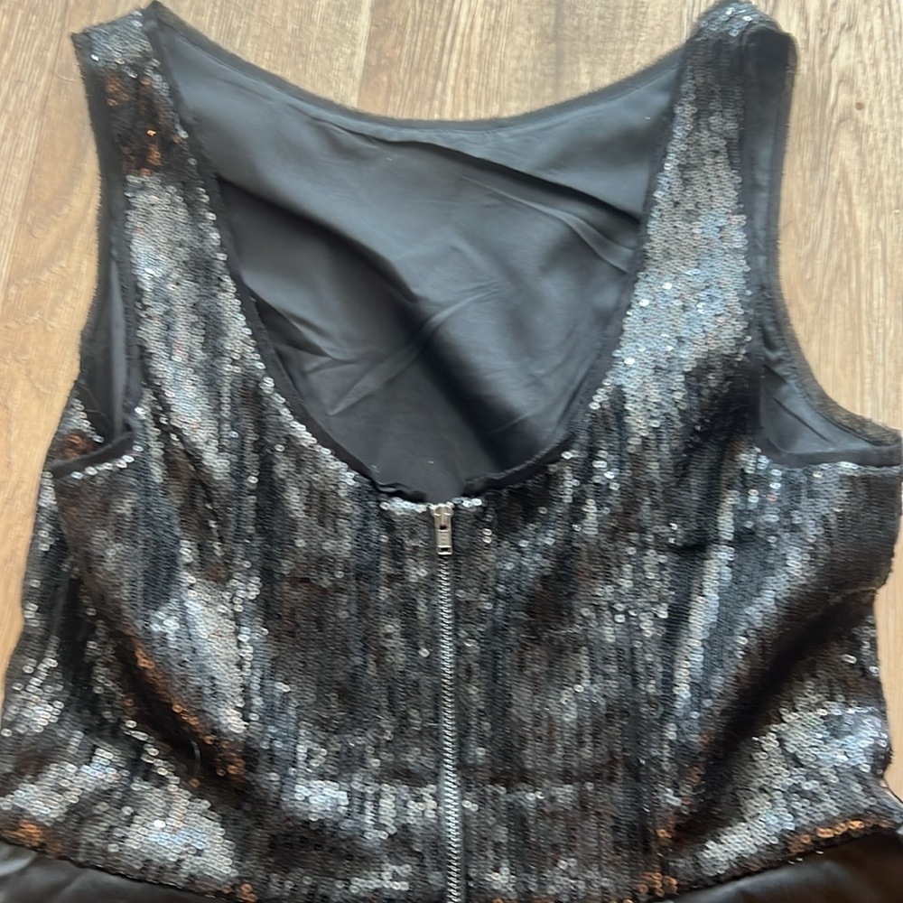 The Limited size 8 Black Sequin and Satin Mini Dress with Low Scoop Zipper Back - Picture 7 of 14